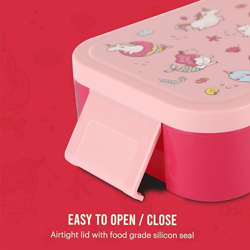 Image of CELLO Kidzbee Galaxy Pink Parade Insulated Kids Lunch Box with Inner Steel Box, Pink | 3D Touch & Feel Designs Tiffin Box | Leak Proof & Break Resistant | Ideal for School & Picnic