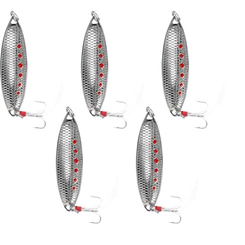 SOIMISS Leurres de Pêche Artificiels Ultra-Réalistes en Alliage de Zinc Palettes Rotatives 15 G Couleur Argentée Lot de 5 Appâts Factices pour Pêche en Eau Douce et Eau Salée