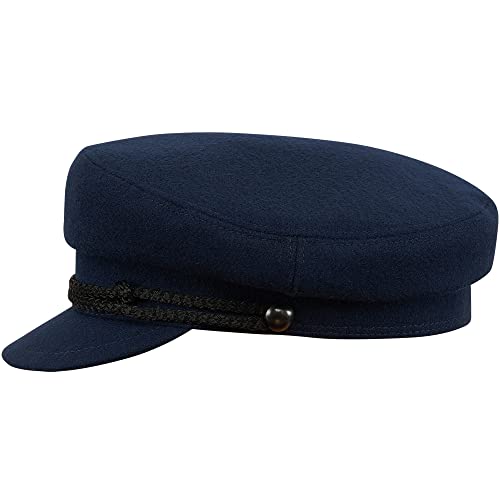 Sterkowski "Maciejówka Model 3" Fisherman Style Fiddler Cap | Wool Fiddler Cap For Men And Women | Drivers Cap Newsboy Hats For Women Captain Hat Wool Newsboy Hats For Men Mens Fancy Hats 59 Cm Navy #TOP4