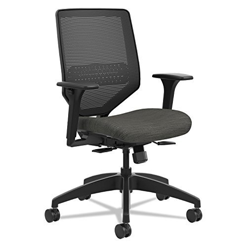 Image of HON Solve Mesh Back Office Chair with Adjustable Arms, Adjustable Height, Tilt Tension, Lumbar Support, Swivels, on Rolling Wheels, Ink