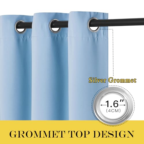 NICETOWN Blue Room Divider Curtains 100 inches Wide Curtains, Grommet Thermal Insulated Blackout Window Treatment Room Darkening for Sliding Glass Door Bedroom, 1 Panel, W100 x L84