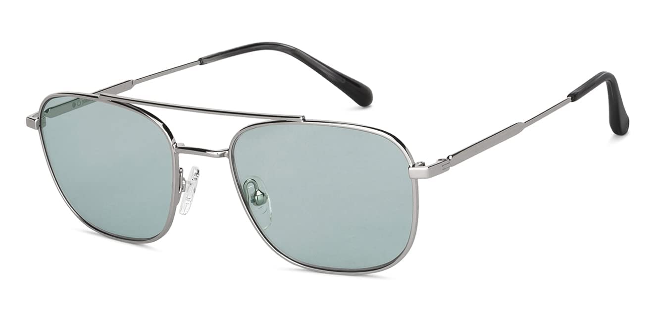 John Jacobs | Silver - Green | Full Rim Pilot Stylish & Premium Sunglasses | DYNACHROMIC | 100% UV Protected (UV400) | Men & Women | Narrow | JJ S14045