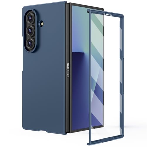 Ruky for Z Fold 7 Full Body Case, [Not for Z Fold 6] Hard PC Protective Phone Case with Built-in Screen Protector & Support Wireless Charging Cover for Samsung Galaxy Z Fold 7 5G, Blue