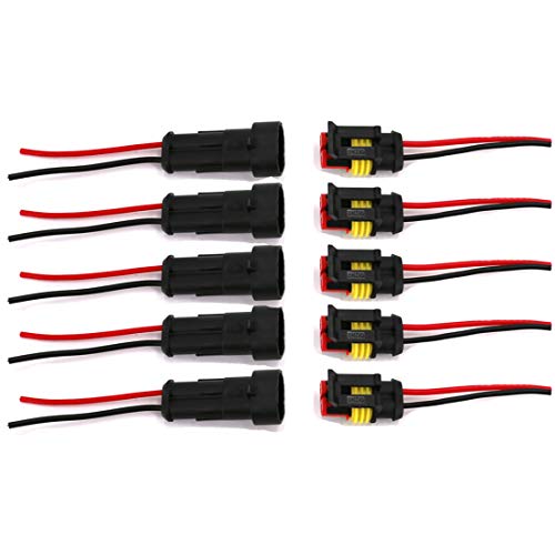 image for UTSAUTO 2 Pin Way Waterproof Electrical Connector Wire Harness 16 AWG 