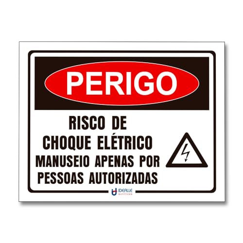 Placa Perigo Risco De Choque Elétrico Manuseio Apenas Por Pessoas Autorizadas 230x180mm