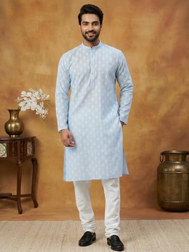 Image of Amazon Brand - Tavasya Men Floral Printed for Regular Fit Kurtas | Ethnic Wear | Festive | Cotton Blend | Knee Length