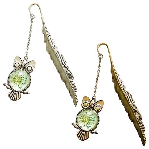 2 Piezas De Marcadores De Plumas De Búho, Marcadores Creativos Para Metal, Marcas De Cosecha De Etiquetas Retro, Marcas Divertidas De Regalos, Accesorios De Libros De Lectores
