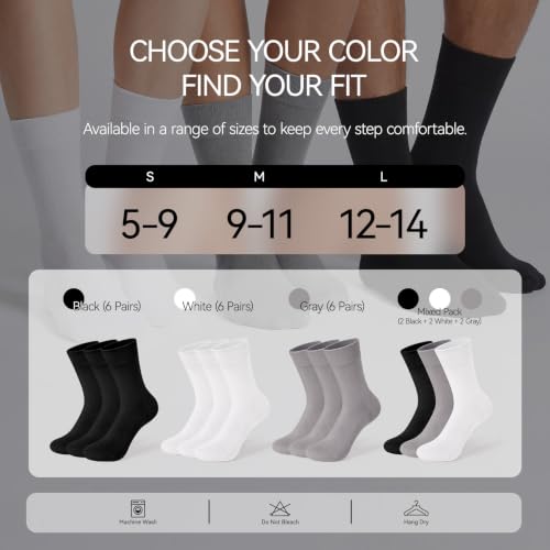 NIASOUL 6 Pack Mens Cotton Dress Socks,Lightweight Mini Crew Socks - image 7