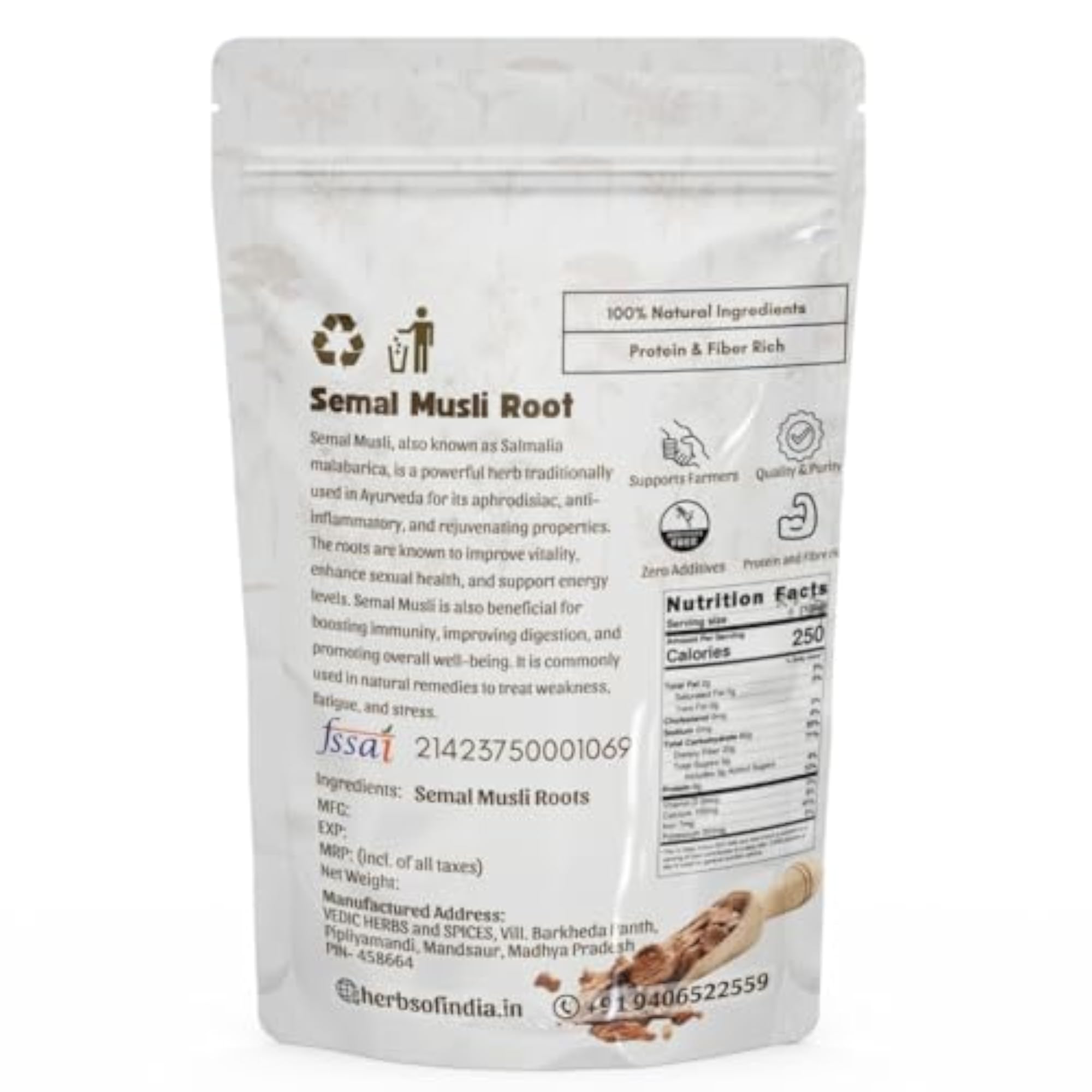 Aromatica Semal Musli Roots 100% Pure & Natural for Ayurvedic Benefits
