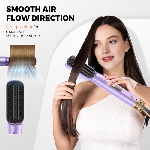 Image of 5 in ONE Hair Dryer Brush, Blow Dryer Curling Wand Hair Styling Tools Set, Ionic Hot Air Brush Round Brush Blow Dryer, Left&Right Styler 100-120V
