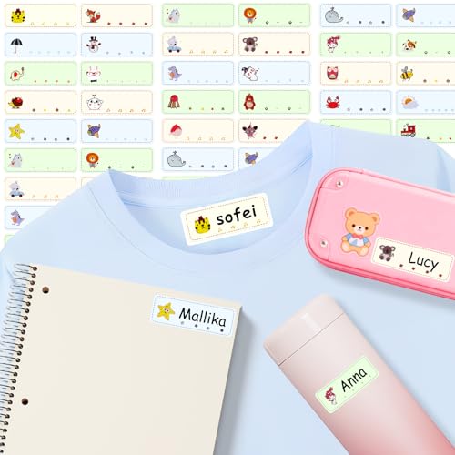 ANOMM Etiquetas Adhesivas, 90 Pzs Pegatinas Personalizadas Impermeable, Etiquetas Ropa con Patrón de Dibujos Animados se Pueden Utilizar en Ropa, Botellas, Regalos y Utensilios de Cocina (45mm*15mm)