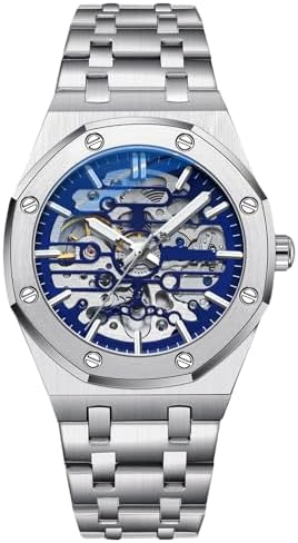 RORIOS Business Dress Men’s Watch Automatic Mechanical Watch Luminous Watch with Stainless Steel Strap Self-Winding Wrist Watch