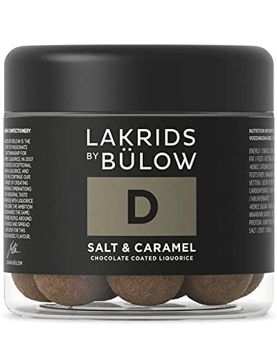 By Johan Bulow - Liquorice - AllLakrids - Dänische Lakrids von Johan Bulow - D - SALZ & KARAMELL SCHOKOLADE LAKRITZE - SALT & CARAMEL CHOCOLATE COATED LIQUORICE - 125g - Art.-Nr.: 500056