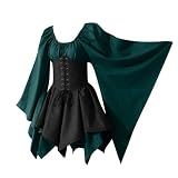 FlutVolt Vestido medieval para mujer con mangas trompeta, gótico, retro, renacentista, cosplay, talla grande, vestido de carnaval, fiesta, Halloween, disfraz de Kim Possible