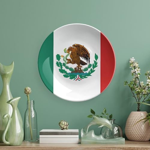 Plato decorativo bandera de México de porcelana ósea 6 pulgadas miniatura 5