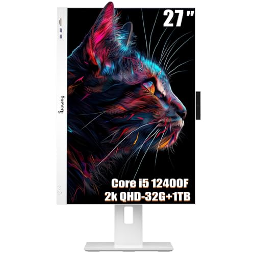 suevery 2K 27インチ QHD オールインワン デスクトップPC、家庭&オフィス、学生&ビジネス用のオールインワンコンピュータ Core i5-12400F(最大4.4G)、1TBストレージ(M.2 SSD)、32GB RAM、WiFi 6、マウ