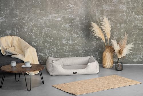 exclusive BED Orthopädisches Hundebett Bruno Grosse Mittelgroße Kleine Hunde - Hundekissen Hundematte aus Aura-Stoff - Memory Foam Kuschelig Langlebig Abriebfest Reißfest (L, Cremefarben)