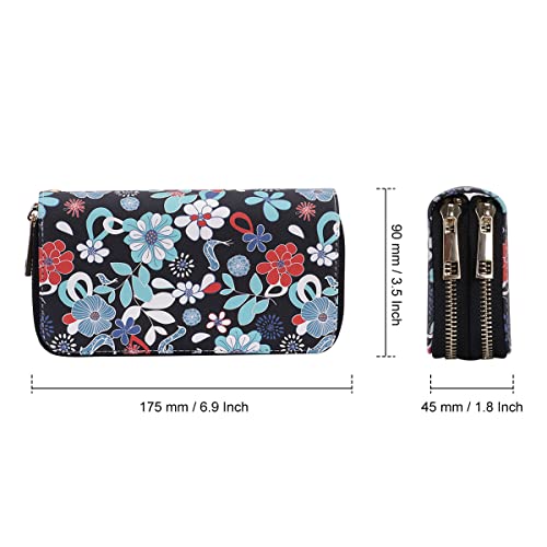 Image of XEYOU Double Zipper Long Clutch Wallet Cellphone Wallet for Women with Removable Wristlet Strap for Credit Card, Cash, Coin, Bill