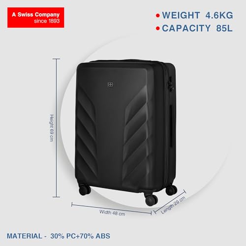 Image of WENGER, Motion, Medium Hardside Check-in Suitcase, 85 litres, Chic Black, 612705, Swiss Designed