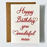 Tuadeca Happy Birthday You Wonderful Man Card Romantic Birthday Cards Heartfelt Gift for Boyfriend Husband Partner Couple Spouse Fiance Soulmate Companion Friend