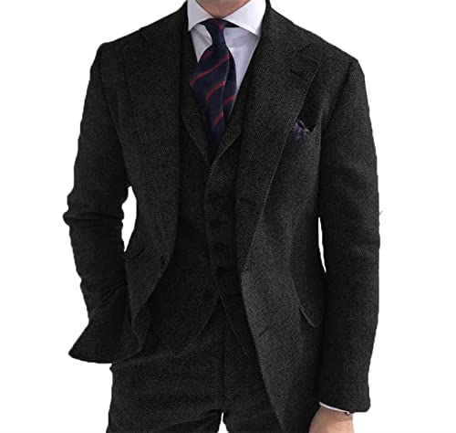 DDSP Abiti da Uomo 3 Pezzi Verde Tweed Tweed