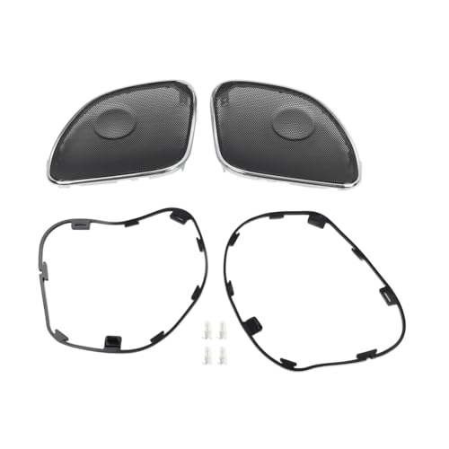Cnfang4 Motorbike Rear Grill Speaker Mesh Cover Tour Pack Pak 2pcs for Harley Davidson FLTRX Road Glide Metal Black?Chrome