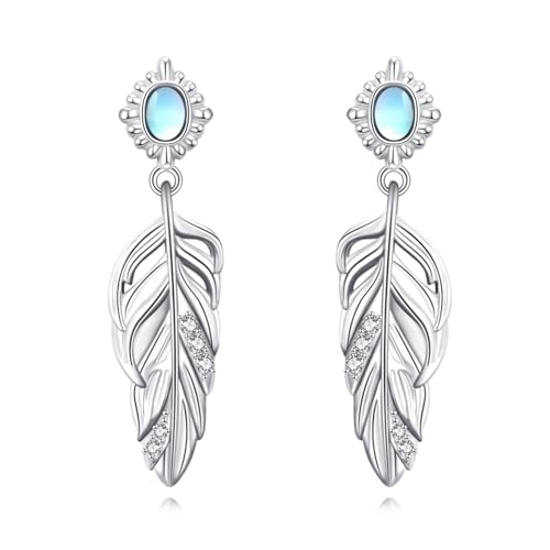 Boucles d'oreilles pierre de lune en argent 925 de haute joaillerie