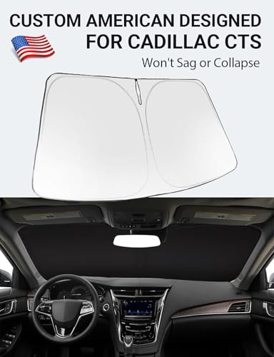 Image of Proadsy 2026 Upgrade Windshield Sun Shade Custom Fit 2014-2019 CTS Foldable Front Sunshade Protector Sun Visor Blocks UV Rays Keep Car Cooler