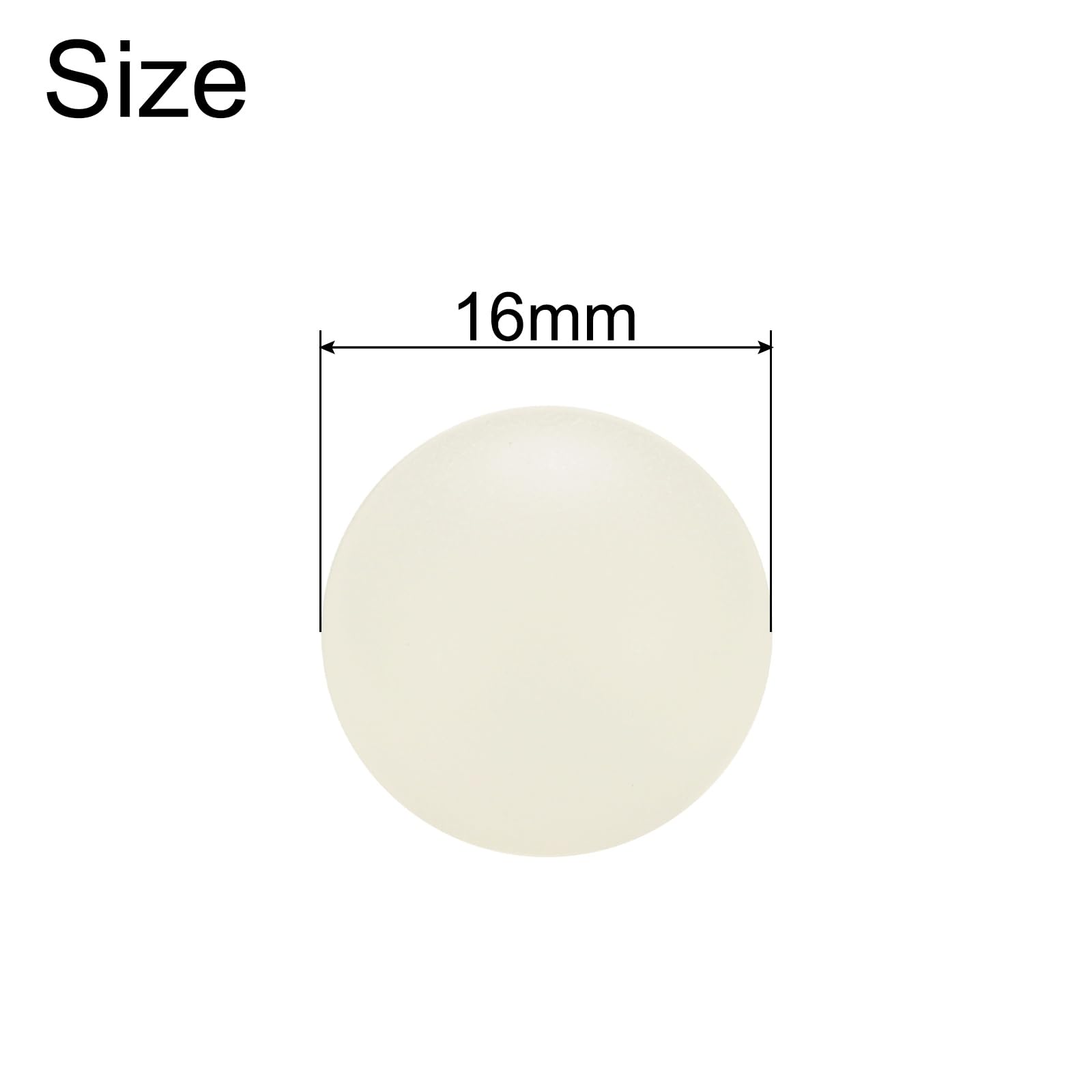 sourcing map Nylon-Kugellagerkugeln, 16 mm, poliert, solide Kugel, G2 Präzision, Weiß, 10 Stück