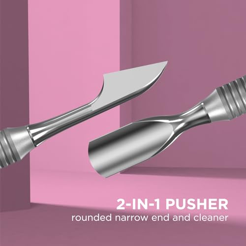 Image of Staleks Beauty & Care Manicure Pusher 30 Type 1 - Dual-Ended Cuticle Pusher and Hatchet-shaped Cleaner - Stainless Steel Tool for Home Use