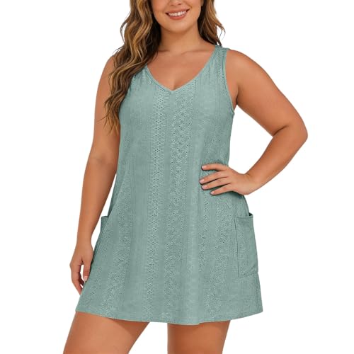 Maillot de bain façonnant en robe de plage blanche grande taille 5XL dotée de poches