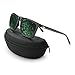IALUKU Wayfarer Sunglasses Polarized Women Men Mirrored UV400 Full Frame (Black/Green, 60)