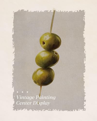 Image of HUARCEY Gold Framed Wall Art for Living Room, Olive Skewers Painting Prints, Vintage Wall Decor for Kitchen, Minimalism Bedroom Wall Art for Home Office A string of olives 10L x 8W