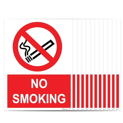 RDLCAR No Smoking Sign Warning Sign 5mm PVC Material Pack of 12 No Smoking Safety Warning for Public Places 150mm x 200mm Signs for Premises and Restricted Areas