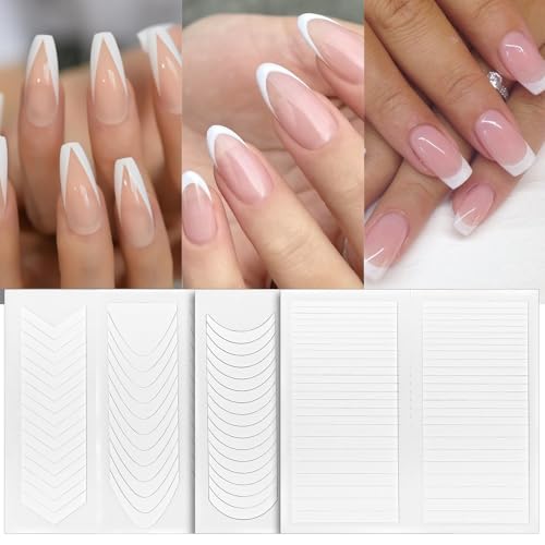 36 hojas de plantillas de uñas francesas, pegatinas de manicura francesa, guías para uñas, pegatinas de uñas francesas, plantilla de manicura, plantilla de manicura, forma de U, herramientas de