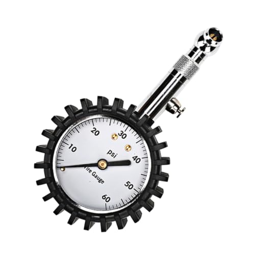 PRETYZOOM Mechanical Tire Pressure Gauge for Car and Motorcycle Easy to Read Dial Angled Chuck Durable and Construction No Batteries Required Black