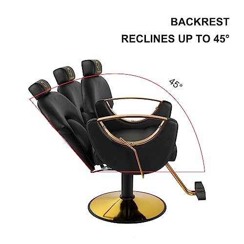 Luxmars Hydraulic Barber Chair For Hair Salon Shop, Salon Chair 360 Degrees Rolling Swivel Hair Styling Chair, Adjustable Height Hair Stylist Tattoo Salon Beauty Spa Chair Styling Equipment - Black #TOP4