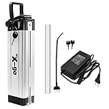 🚴🚴【NOTA TAMAÑO: 15,5 X 3 X 4,3IN】Esta batería es de 36V10Ah (descarga de 4puertos, el puerto positivo - cable rojo, y el puerto negativo - cable negro), adecuado para motores de 36V 250W/350W. Corriente máxima (continua): 20A. Cargador estándar europeo: XLR 42V 2A.El tamaño de la batería es 75*110*390 mm(LxBxH en mm).