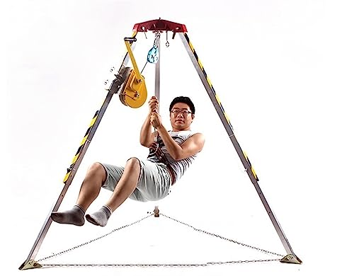 Retractable Aluminum Alloy Bracket for Wellhead Exploration, Emergency Rescue Tripod for Limited Space MINGPING(1800 lbs Thicken+Winch)