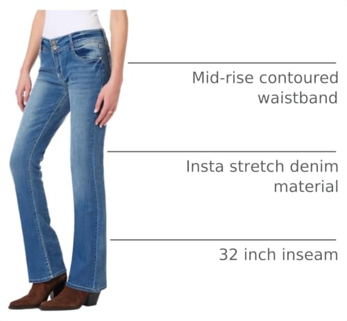 Image of WallFlower Luscious Curvy Bootcut Jeans for Women, Mid-Rise Insta Stretch Denim, Size-Inclusive Juniors Jeans