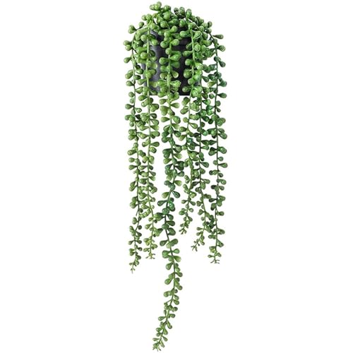 iToids 1 Pack Artificial Hanging Plants, Fake Potted Hanging String of Pearls Vine - Ideal for Home, Living Room, Office, Shelf, Farmhouse, Outdoor, Indoor Decor - Perfect Decor for All Seasons