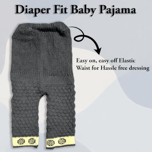 Image of Baby Unisex New Born Baby Boys Girls Soft Comfortable Trendy Woolen Round Neck Stripe Sweater Set with Payjami, Cap and Pair of Booties for Toddlers