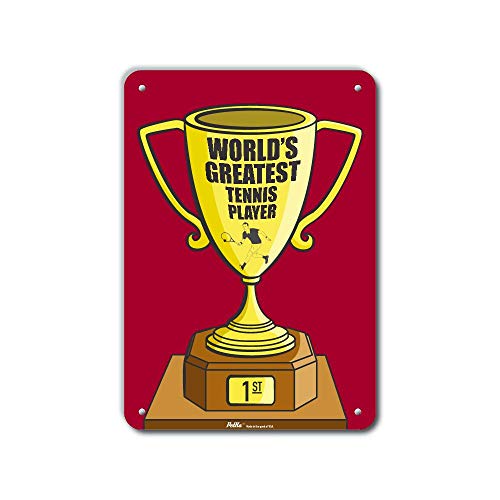 Trophée tennis joueur en plaque aluminium rouge, cadeau idéal