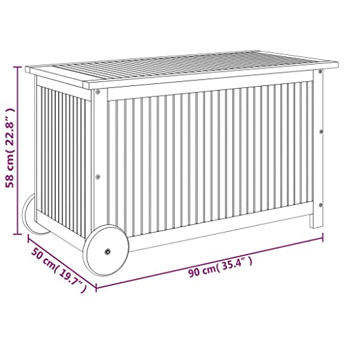 Boîtes de rangement d'extérieur en bois avec roulettes, boîte de rangement pour coussins, boîte à outils pour piscine, garage, plage de sable – 90 x 50 cm