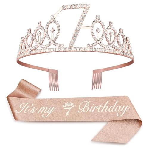 Couronne d'anniversaire pour fille - Anniversaire 7 ans - Couronne d'anniversaire de 7 ans - Couronne de princesse - Couronne d'anniversaire pour fille