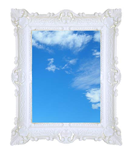 LIGUORO SHOP Specchio Rettangolare Con Cornice In Stile Barocco Veneziano Finto Vintage Shabby Chic cm 55x45 (Bianco)