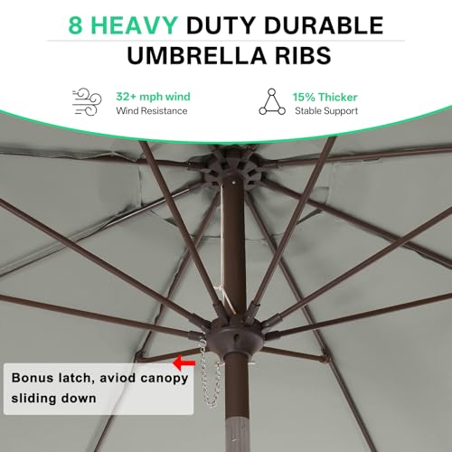 Image of ABCCANOPY 9ft Scalloped Patio Umbrella, Outdoor Table Umbrella with Tilt and Crank, Fiberglass Ribs Deck Umbrella for Patio, Pool, Garden, Picnic (Light Gray)