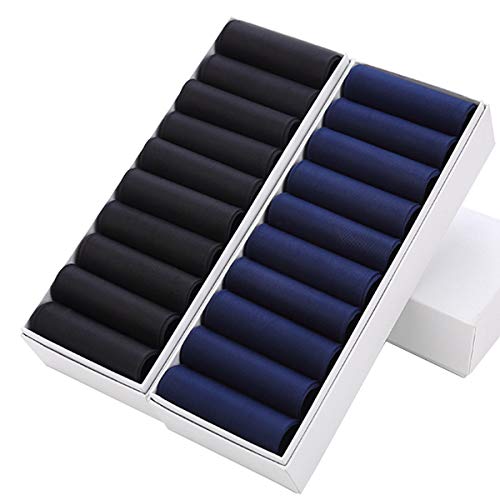 TikTako 20Pairs Business Herren Seiden-Socken reißfeste Breathable Socken kühlen Nylon Herren Socken Strümpfe Transparente Beutel-Verpackung Schwarz und Marine