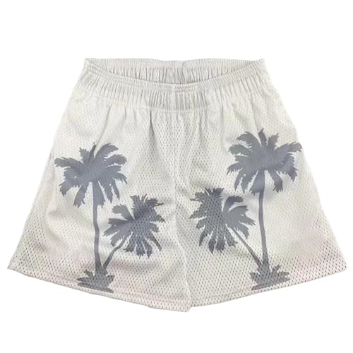 Men's Athletic Basketball Shorts Quick-Dry Breathable Mesh City Print Gym Running Training with Pockets Grey M
