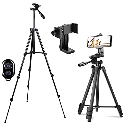Telefonstativ, kamerastativ och trådlös Bluetooth-kontroll med telefonhållare för actionkamera/DSLR-kamera/smartphone iPhone-stativ, lätt resestativ